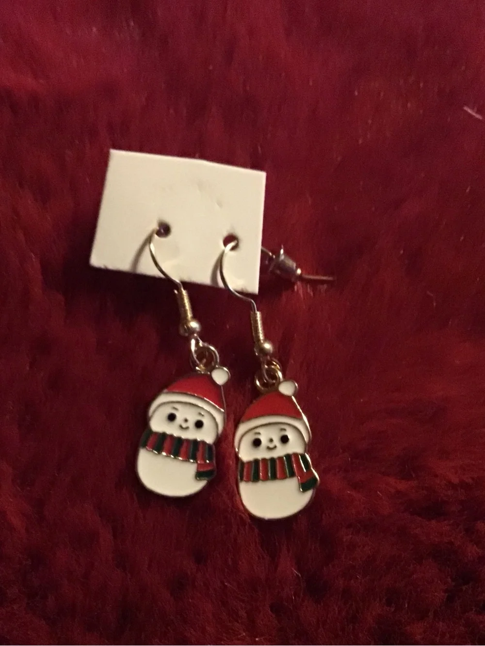 Festive Red Snowman Dangle Earrings